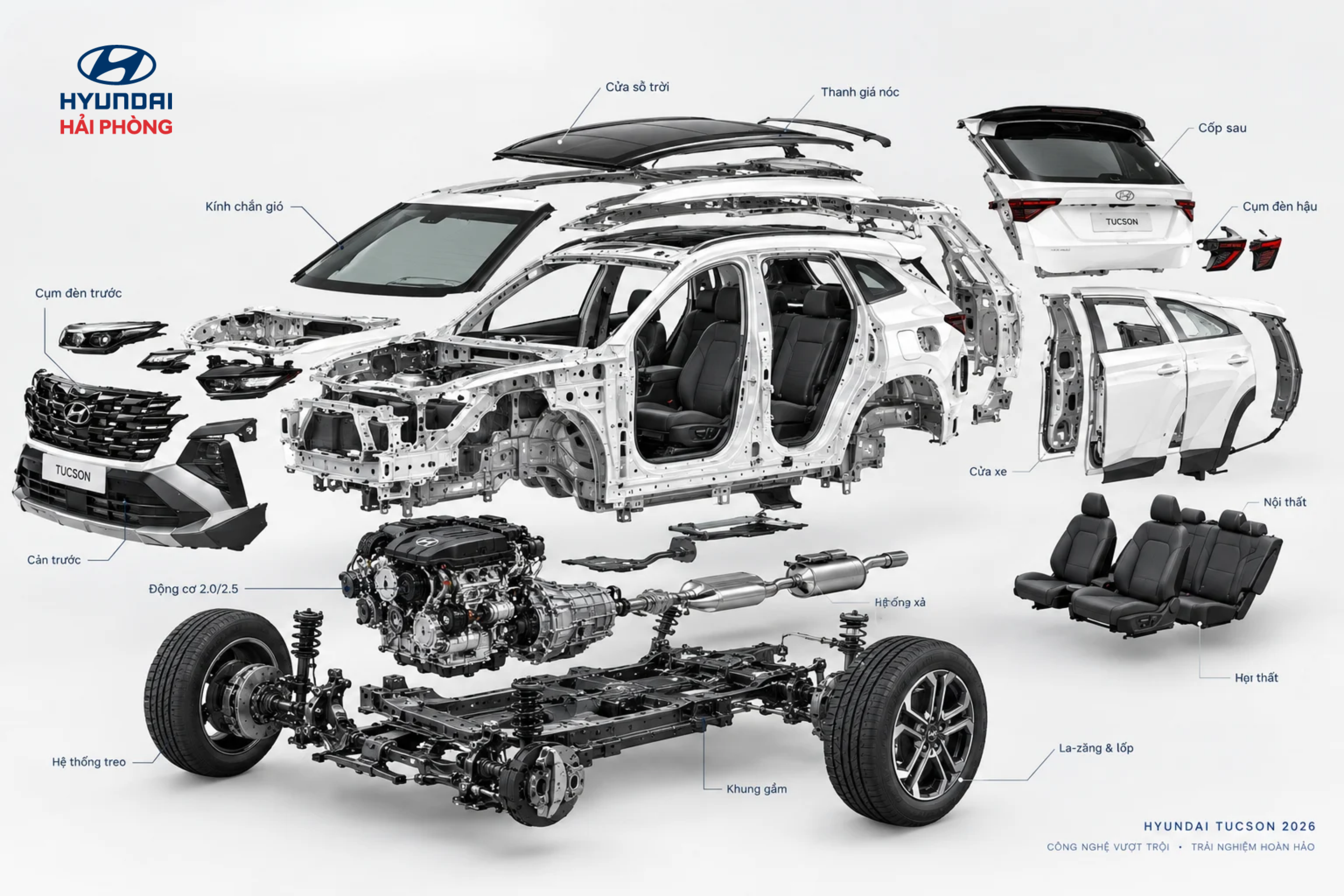 Đằng sau diện mạo mạnh mẽ của Hyundai Tucson 2026 là hàng loạt chi tiết được nghiên cứu, thiết kế và hoàn thiện với sự chính xác cao.